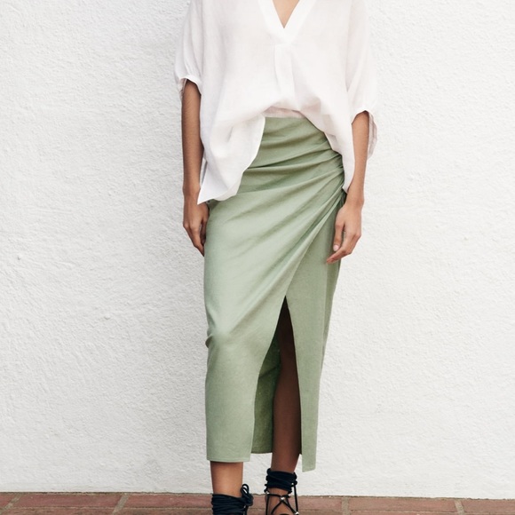 NWT Zara Draped Linen Blend Skirt - Picture 8 of 8